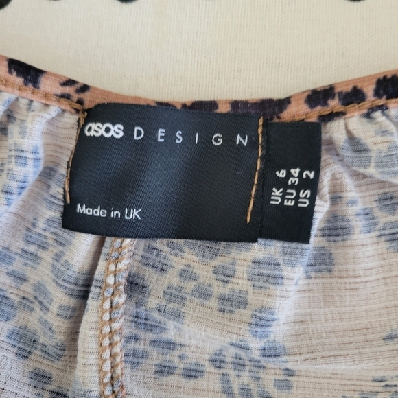 ASOS DESIGN Wom Mini Smock Dress with Long Sleeves and Tie Neck Size 2 - Picture 7 of 12